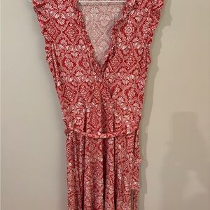Boden Red and White Patterned Dress